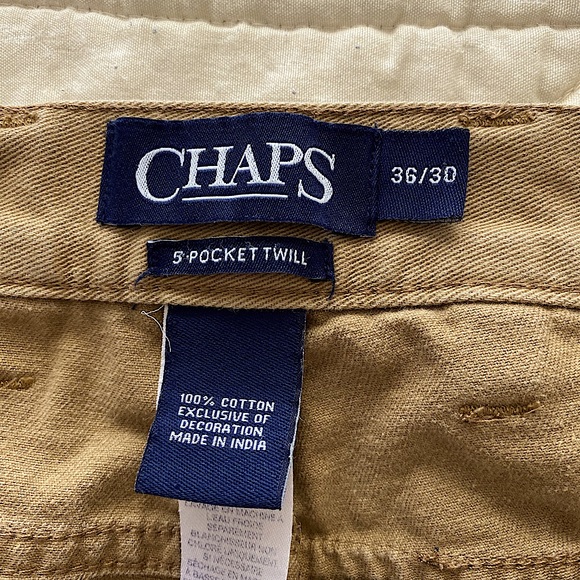 Dark tan pair of Chaps pants. Size 36x30 no rips, stains, holes. Smoke pet free - Picture 2 of 3